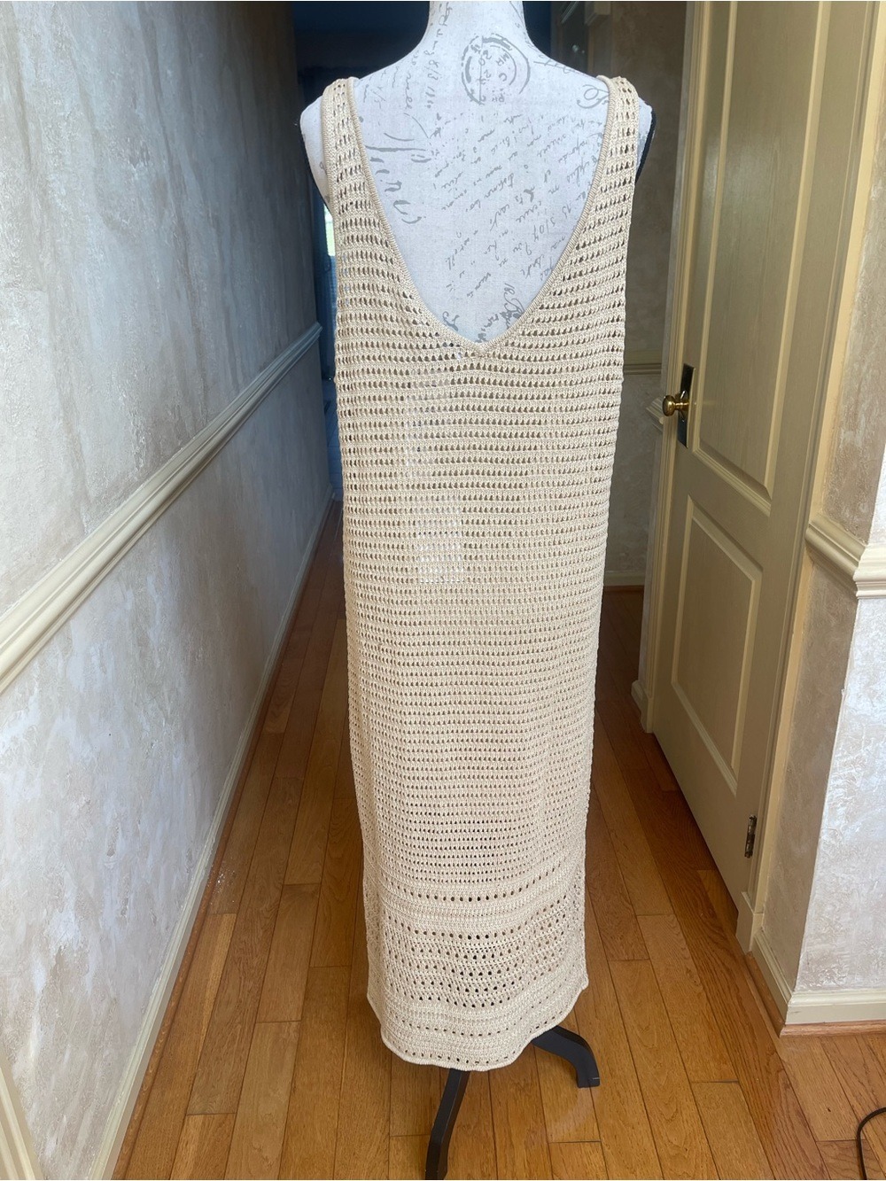 Tommy Bahama Crochet Knit Maxi Dress XL Beige Tan Neutral Boho Resort Vacation - Picture 4 of 8